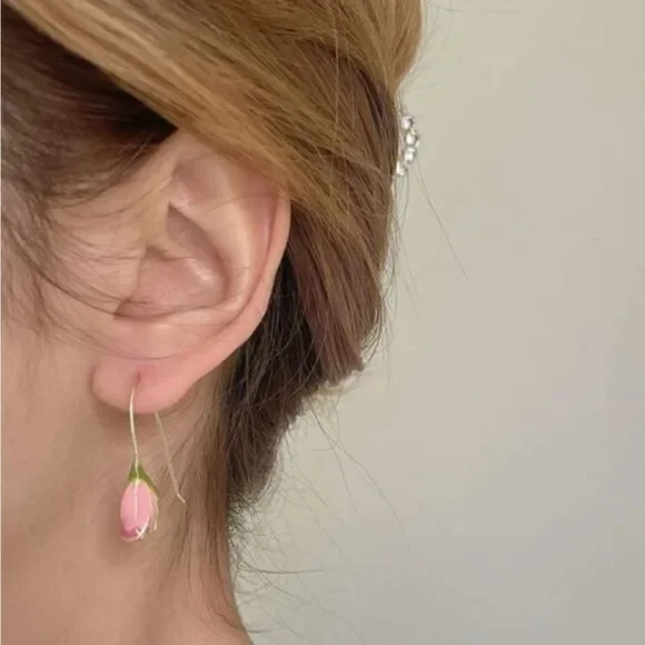 Bohemian flower drop earrings A702 - Picture 2 of 5